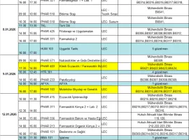 2025/2026 Eğitim-Öğretim Yılı Güz Dönemi Final Sınav Takvimi